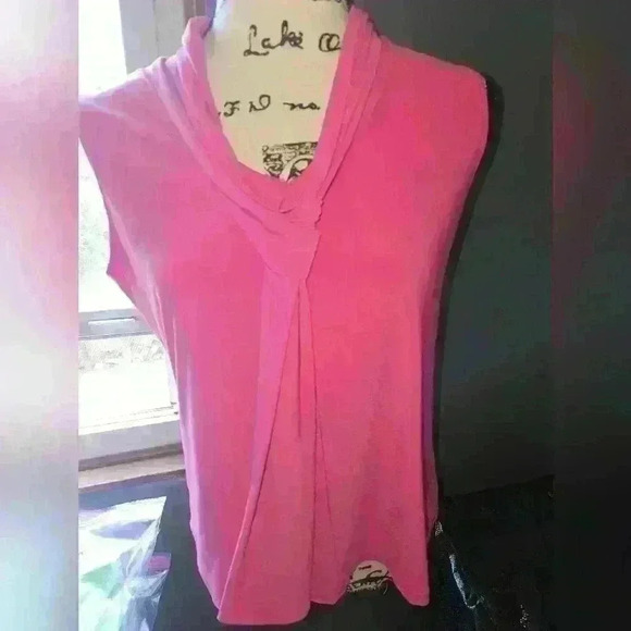 Tiffany & Grey Womans Pink Tie Front Sleeveless Blouse Size PXL - Picture 1 of 11